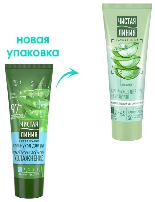 ЧИСТАЯ ЛИНИЯ Интенсивное Увлажнение Сок Алоэ крем для рук 75 мл