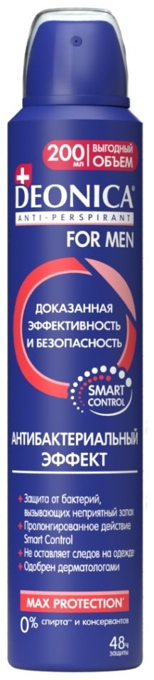 Deonica Антибактериальный эффект антиперспирант для мужчин 200 мл