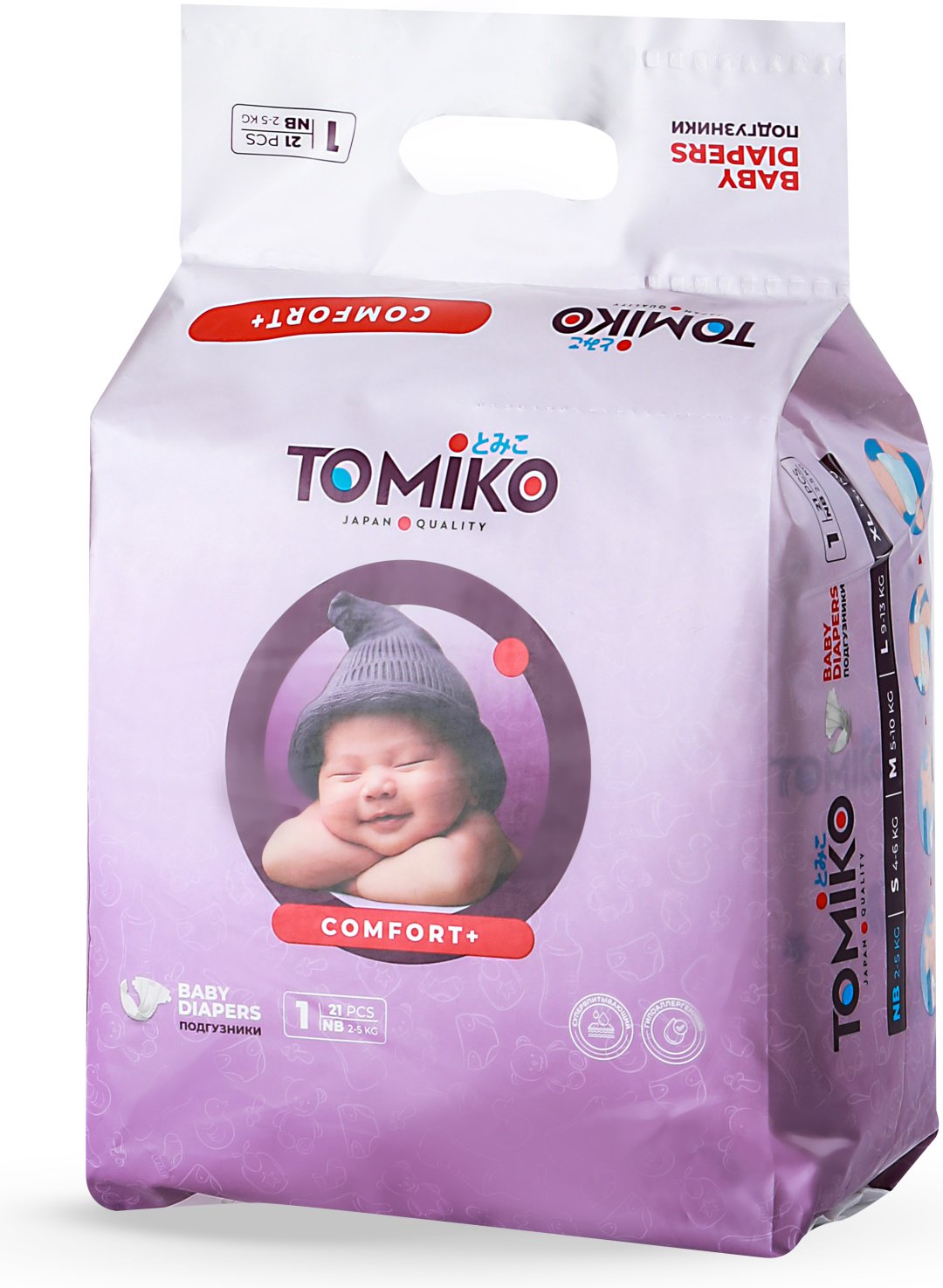 Подгузники Tomiko NB, 1, 21 шт