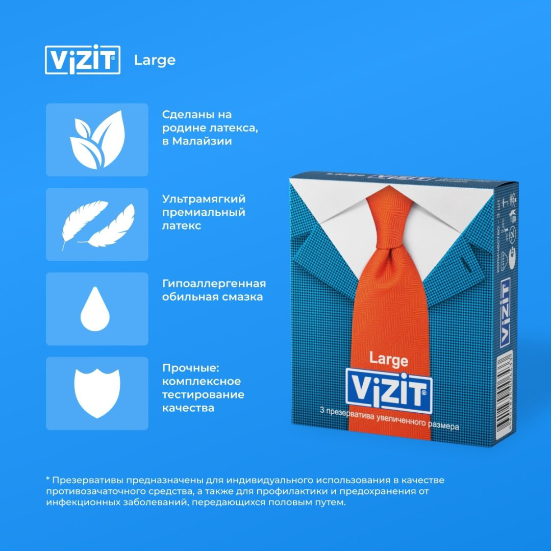 Презервативы Презервативы VIZIT Large 3 шт купить,NaN