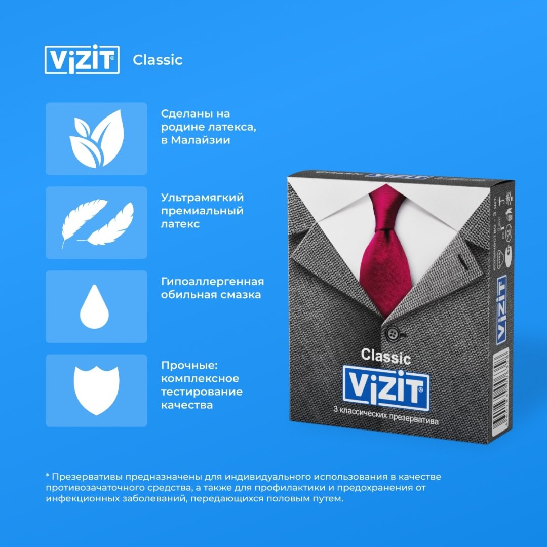 Презервативы Презервативы VIZIT Classiс 3 шт купить,NaN