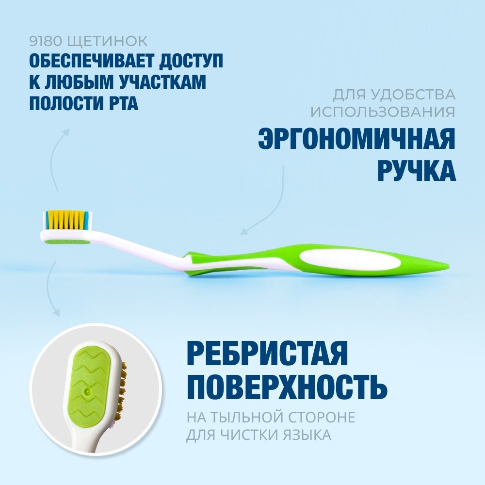 Зубная щетка Biorepair CURVE Junior детская с 6 лет, зеленая купить,NaN