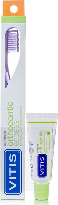 Vitis Orthodontic acces, зубная паста 15 мл набор по уходу за полостью рта средняя жесткость 1 шт