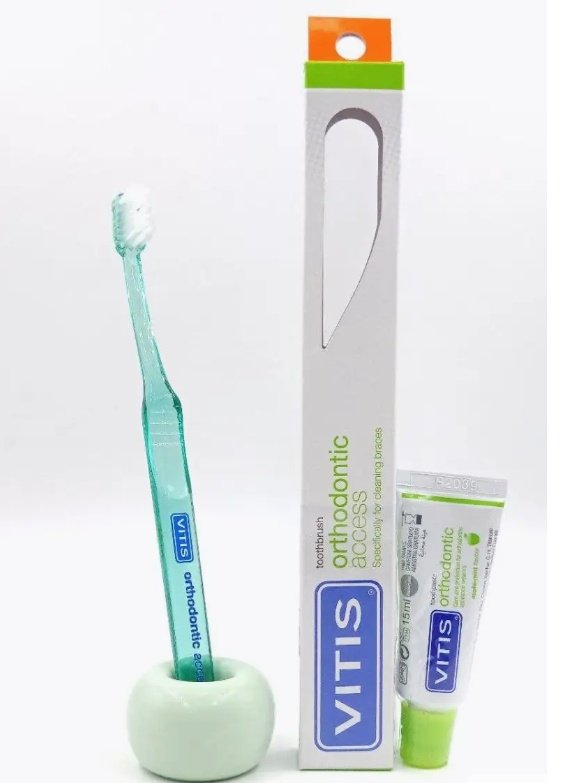 Vitis Orthodontic acces, зубная паста 15 мл набор по уходу за полостью рта средняя жесткость 1 шт