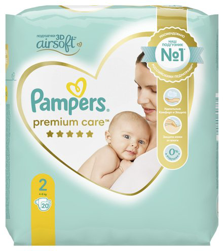 Подгузники Pampers Premium 2, 20 шт купить,NaN