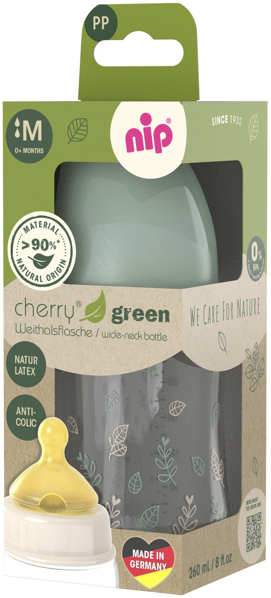 Бутылочка NIP Cherry 135125 260 мл зеленый купить,NaN