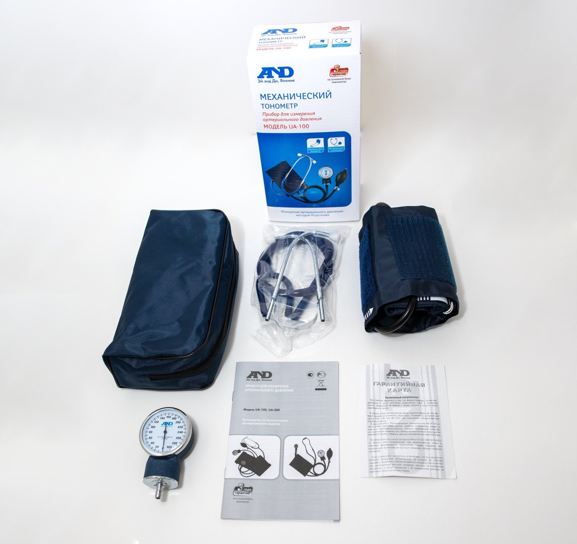 Тонометр AND UA-100 со встроенным стетоскопом механический на плечо