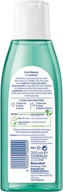 NIVEA тонер Derma Skin Clear 200 мл купить,NaN
