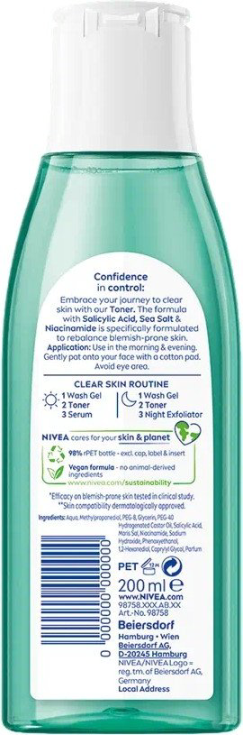 NIVEA тонер Derma Skin Clear 200 мл купить,NaN