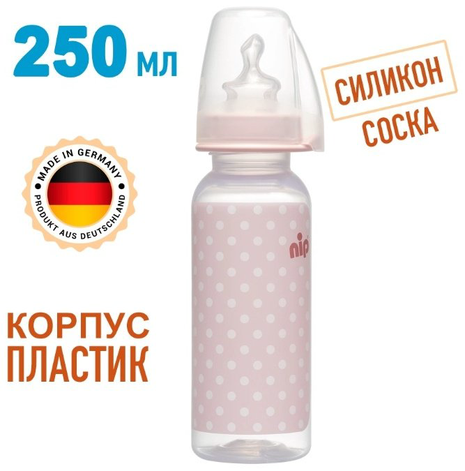 Бутылочка NIP 35035 250 мл розовый купить,NaN