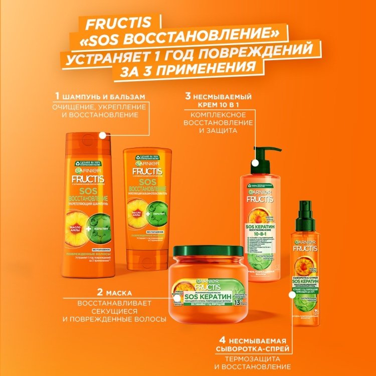 Garnier Fructis SOS Восстановление кератин шампунь 700 мл купить,NaN