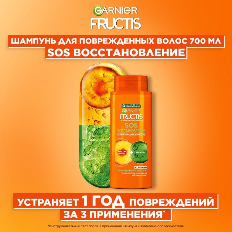 Garnier Fructis SOS Восстановление кератин шампунь 700 мл купить,NaN