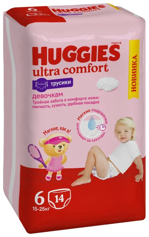Подгузники-трусики Huggies Ultra Comfort 6, 14 шт купить,NaN