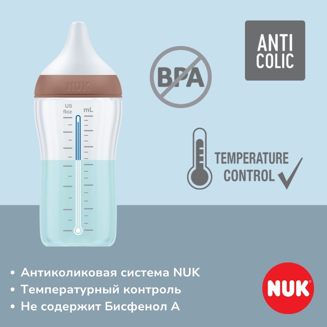 Бутылочка NUK Perfect Match, полипропилен, с 3 месяцев, соска M 260 мл белый купить,NaN