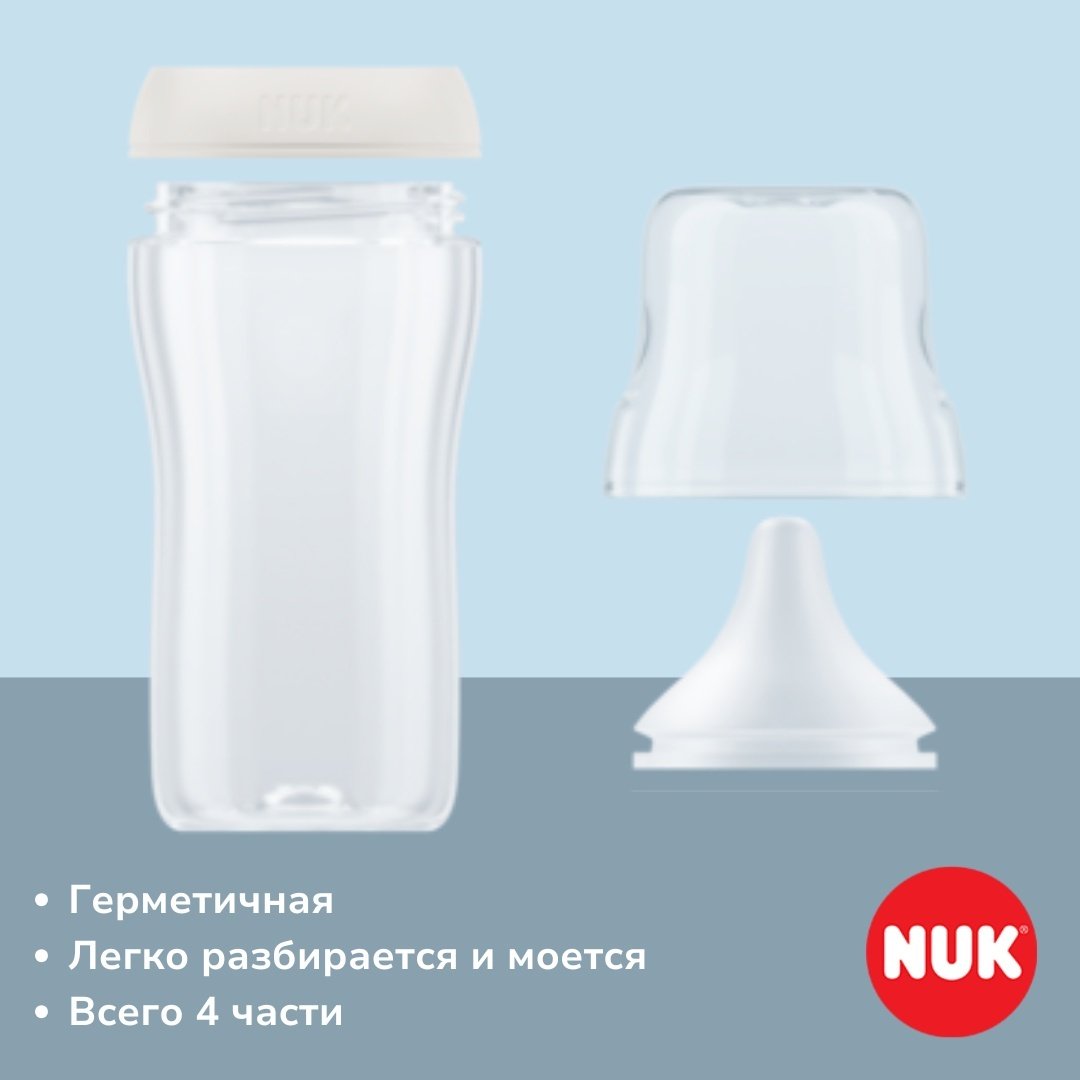 Бутылочка NUK Perfect Match, полипропилен, с 3 месяцев, соска M 260 мл белый купить,NaN