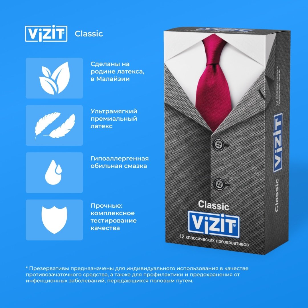Презервативы Презервативы VIZIT Classiс 12 шт купить,NaN