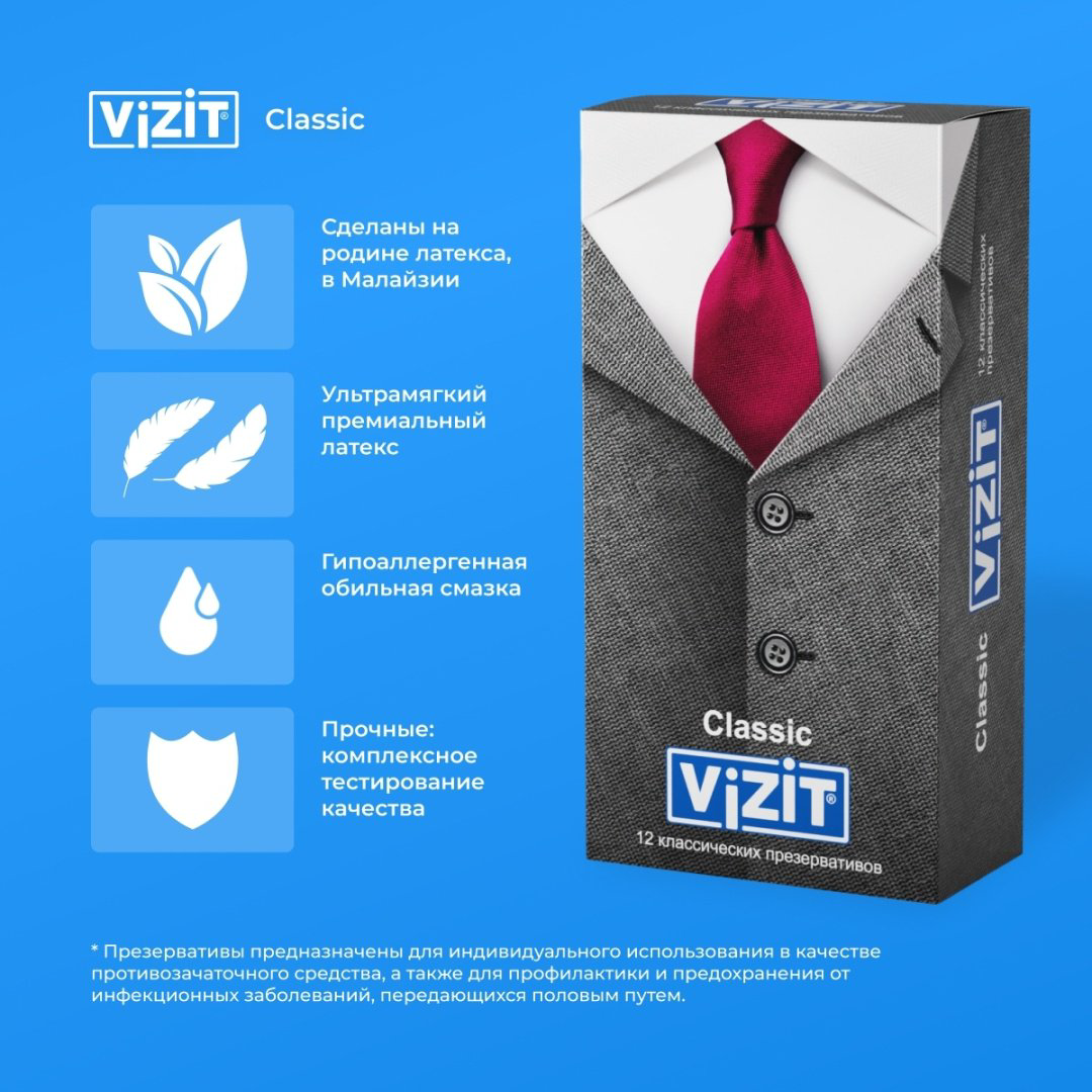 Презервативы Презервативы VIZIT Classiс 12 шт купить,NaN