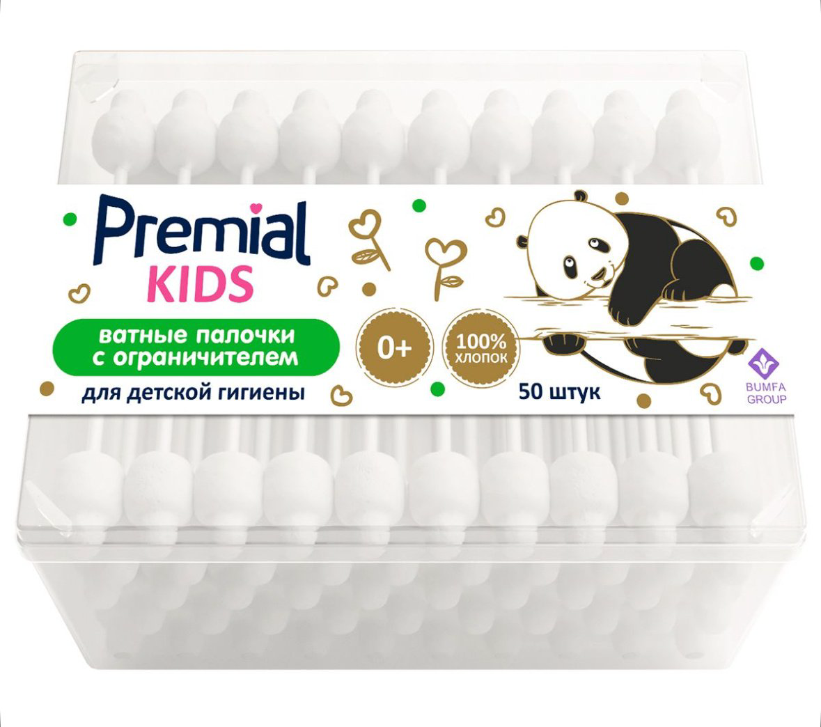 Premial ватные палочки Kids 50 шт купить,NaN