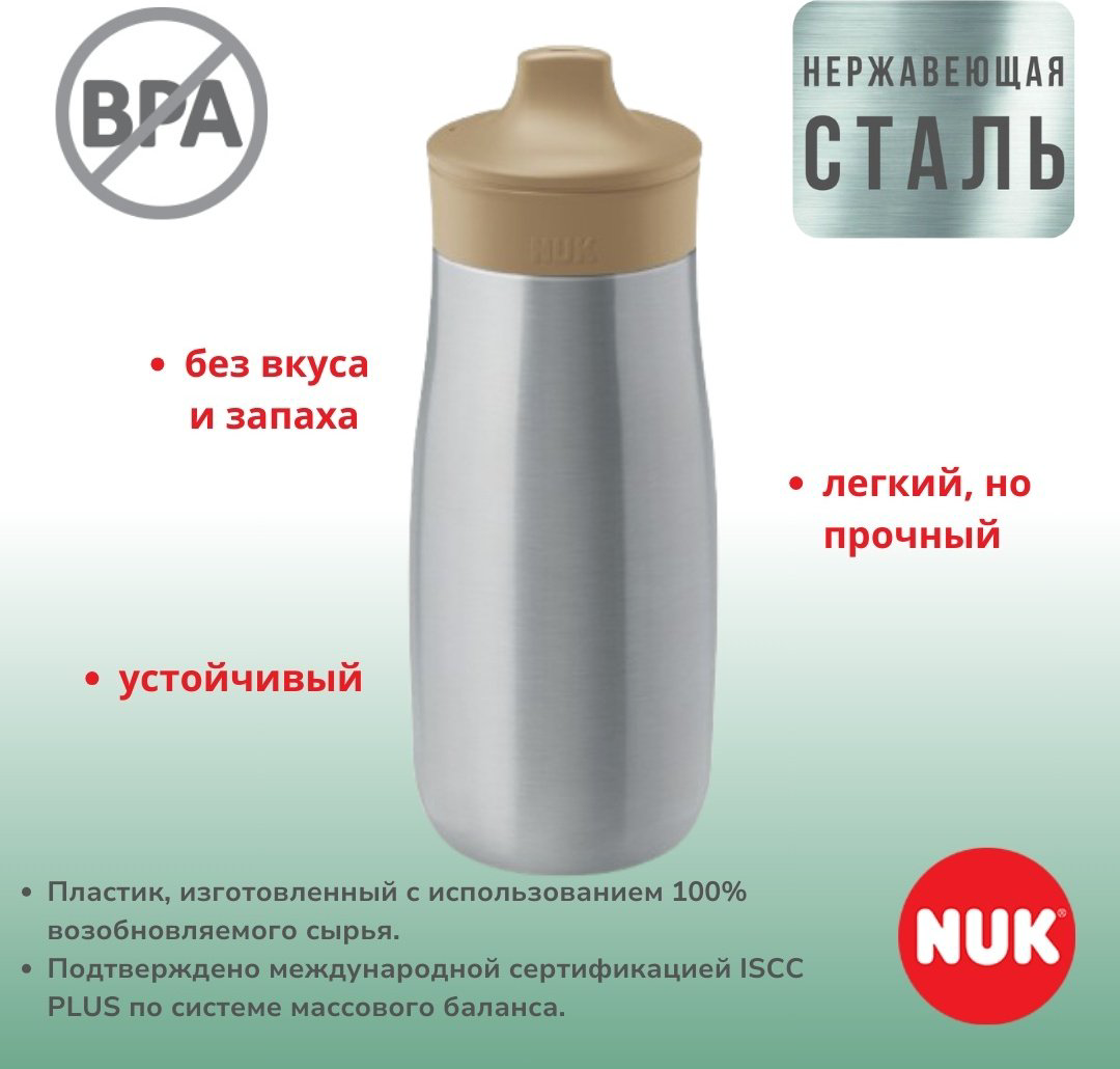 Поильник-непроливайка NUK Mini-Me Лиса, 300 мл, пластик, металл купить,NaN