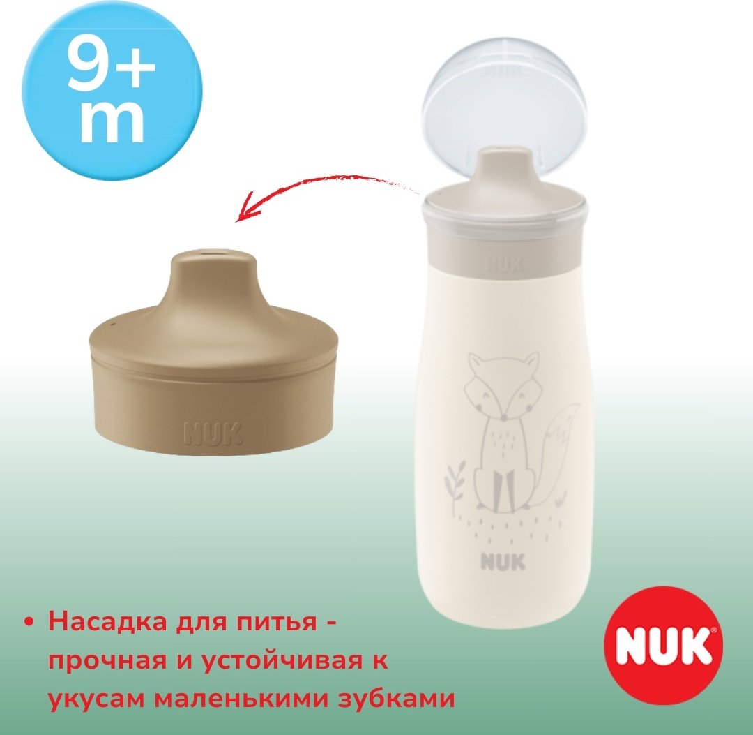 Поильник-непроливайка NUK Mini-Me Лиса, 300 мл, пластик, металл купить,NaN