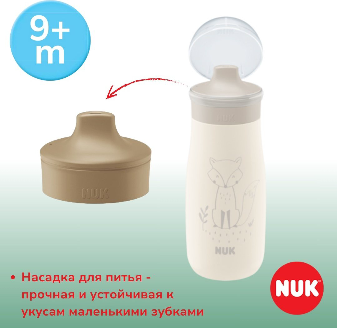 Поильник-непроливайка NUK Mini-Me Лиса, 300 мл, пластик, металл купить,NaN