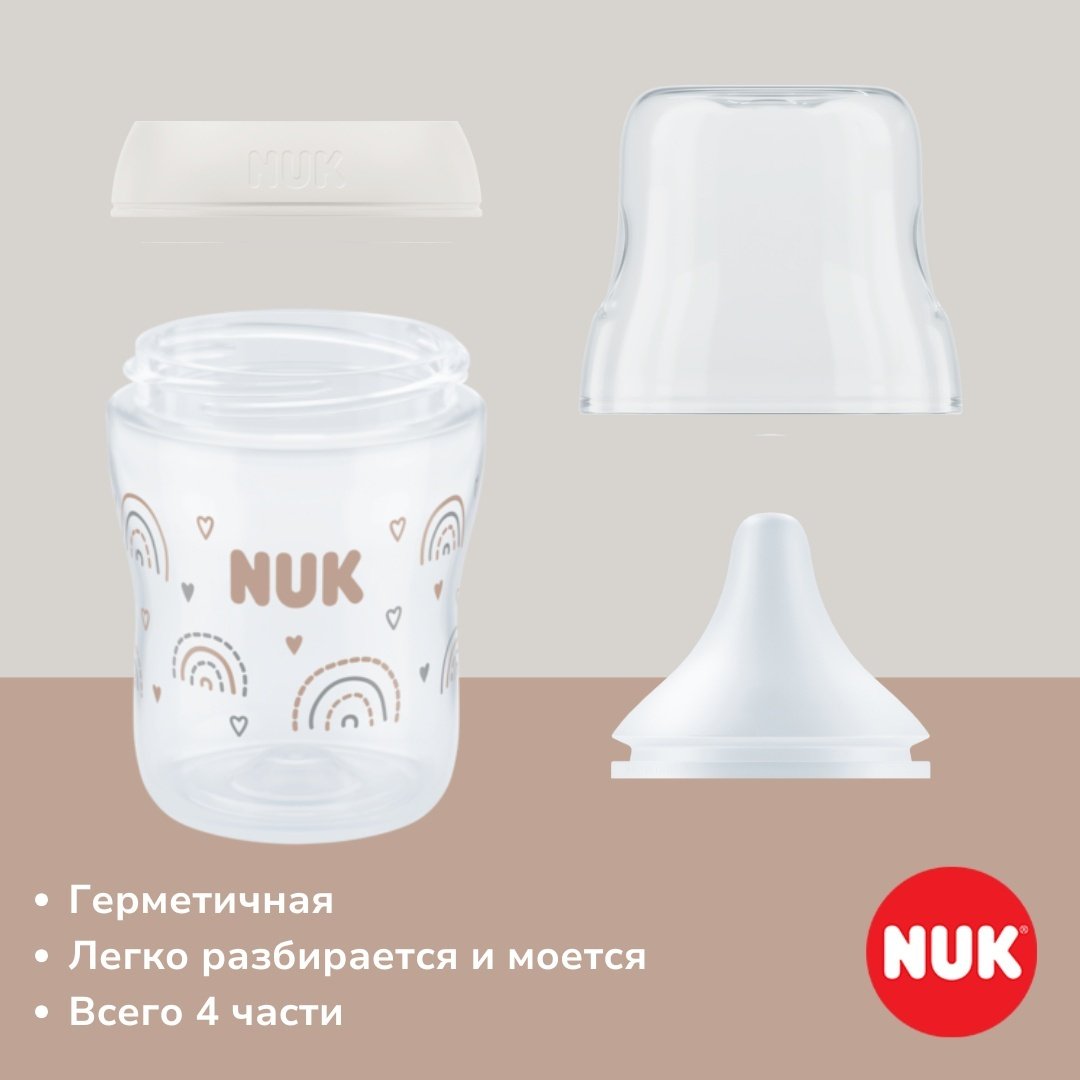 Бутылочка NUK Perfect Match, стекло, 0+ месяцев, соска S, 120 мл белый купить,NaN