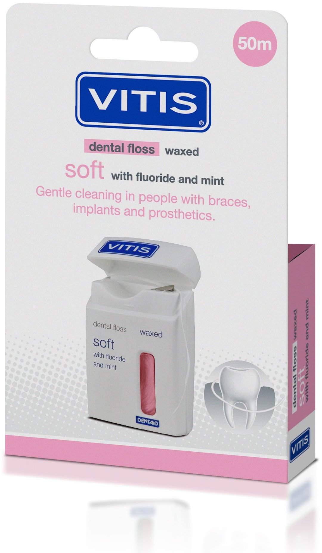 Зубная нить Vitis Вощенная зубная нить мягкая круглая 50 м