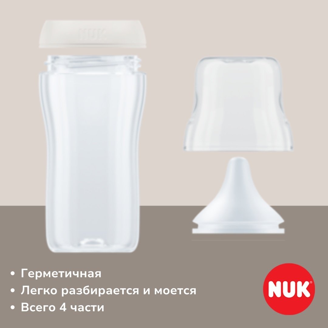 Бутылочка NUK Perfect Match, полипропилен, с 3 месяцев, соска M, 260 мл белый купить,NaN