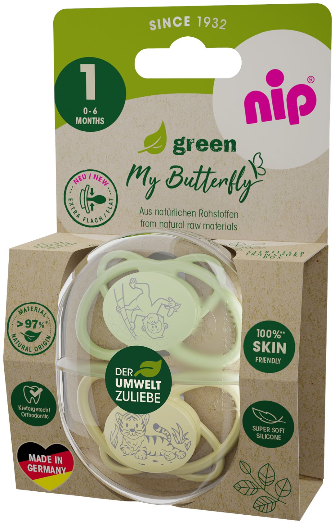 Пустышка NIP Butterfly 131618-1, 2 шт, желтый купить,NaN