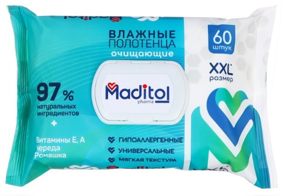 Влажные полотенца Maditol Pharm big-pack 60 шт