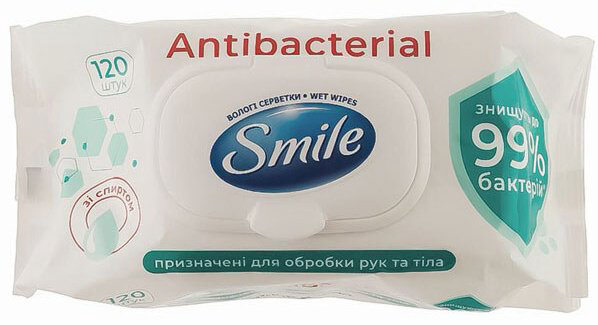Влажные салфетки Smile Antibacterial 120 шт купить,NaN