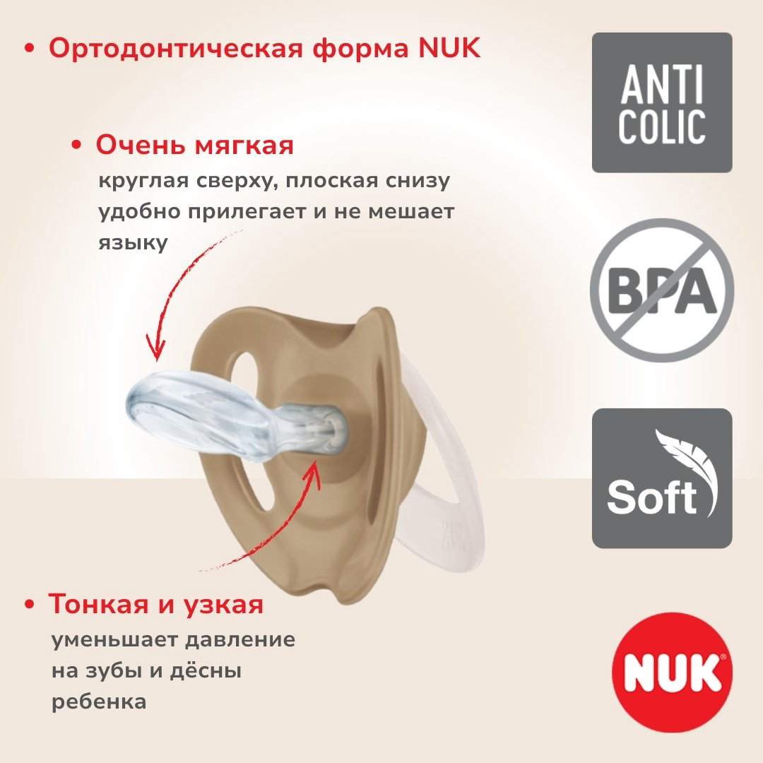 Пустышка NUK Star, 6-18 месяцев, 1 шт, зеленый купить,NaN