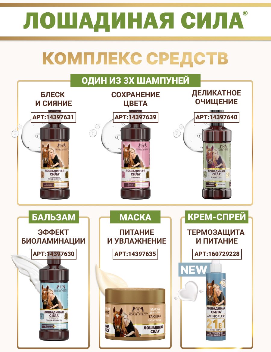 Лошадиная сила С коллагеном и ланолином шампунь 500 мл купить,NaN
