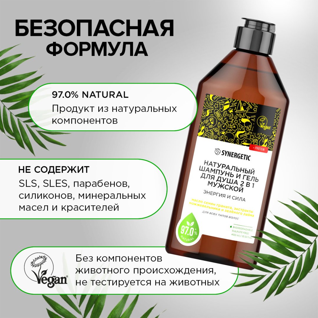 Synergetic Энергия и сила гель-шампунь 400 мл купить,NaN