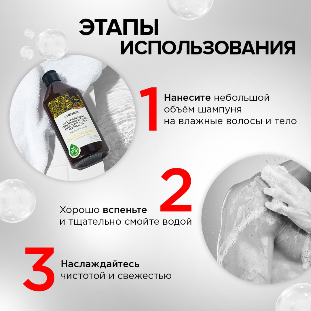 Synergetic Энергия и сила гель-шампунь 400 мл купить,NaN