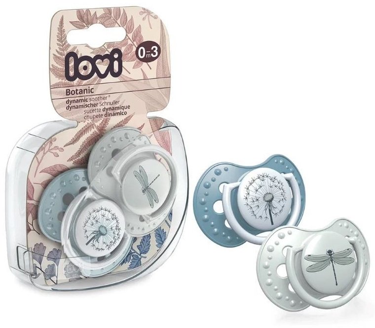 Пустышка силиконовая LOVI Botanic 22/869boy динамическая, 0-3 мес., 2 шт., голубой купить,NaN