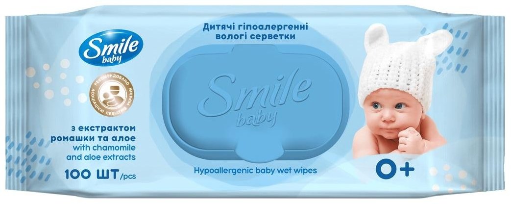 Детские влажные салфетки Smile Baby 100 шт