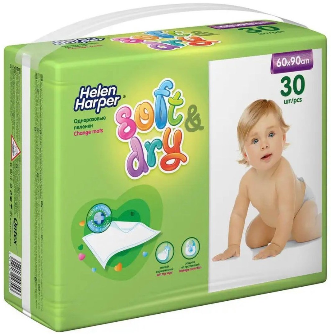 Пеленка одноразовая Helen Harper Soft&amp;Dry, 30 шт, 60x90 см купить,NaN
