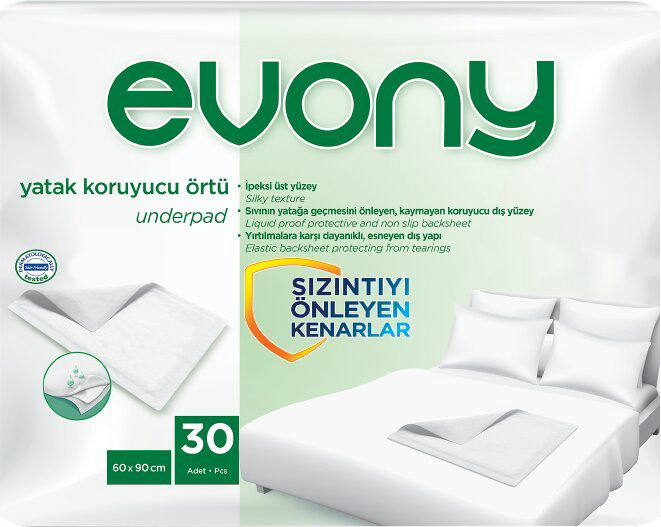 Пеленка одноразовая Evony 60*90 см, 30 шт, трехслойное купить,NaN
