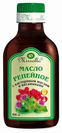 Mirrolla Репейное с касторовым маслом и витаминами масло 100 мл купить,NaN