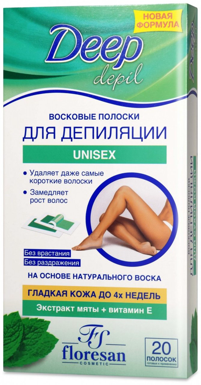 Воск пленочный Floresan Ф-483а Deep Depil Unisex с мятой 20шт плотность средняя в полосках 20 г купить,NaN