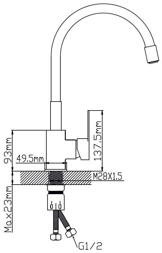 Смеситель с гибким изливом Potato P58130S-7, латунь, цвет белый купить,30800