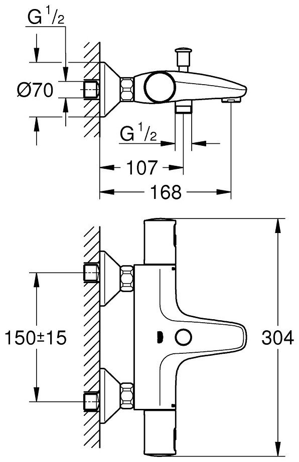Смеситель для ванны с душем Grohe Precision 345982430, однозахватный купить,NaN