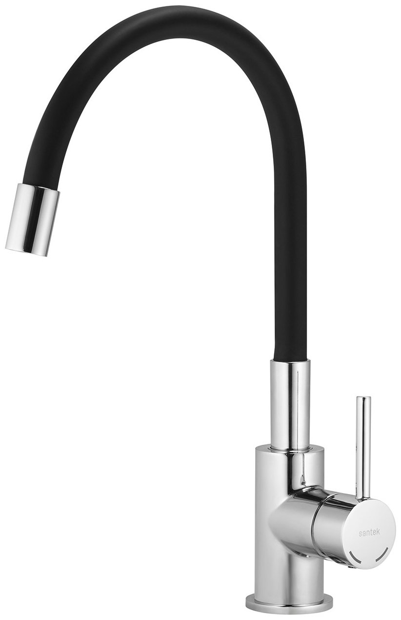 Смеситель с гибким изливом Santek WH5A44012C001, латунь, цвет черный, хром купить,NaN