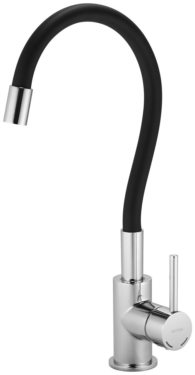 Смеситель с гибким изливом Santek WH5A44012C001, латунь, цвет черный, хром купить,NaN
