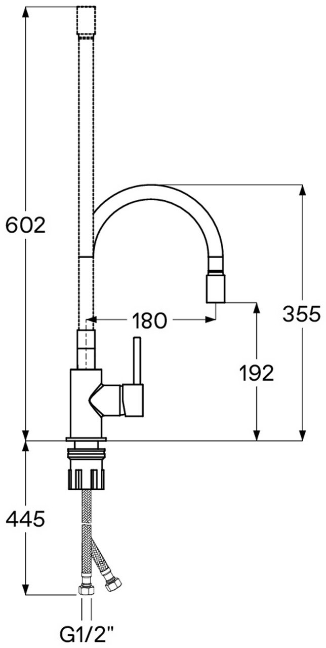 Смеситель с гибким изливом Santek WH5A44012C001, латунь, цвет черный, хром купить,NaN