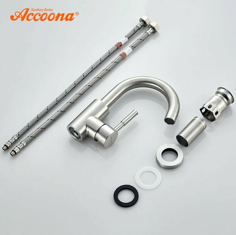 Смеситель для раковины (умывальника) Accoona 9690-3А, однозахватный купить,NaN