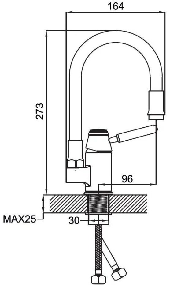 Смеситель с гибким изливом Potato P58233-11, ЦАМ, цвет зелёный, хром