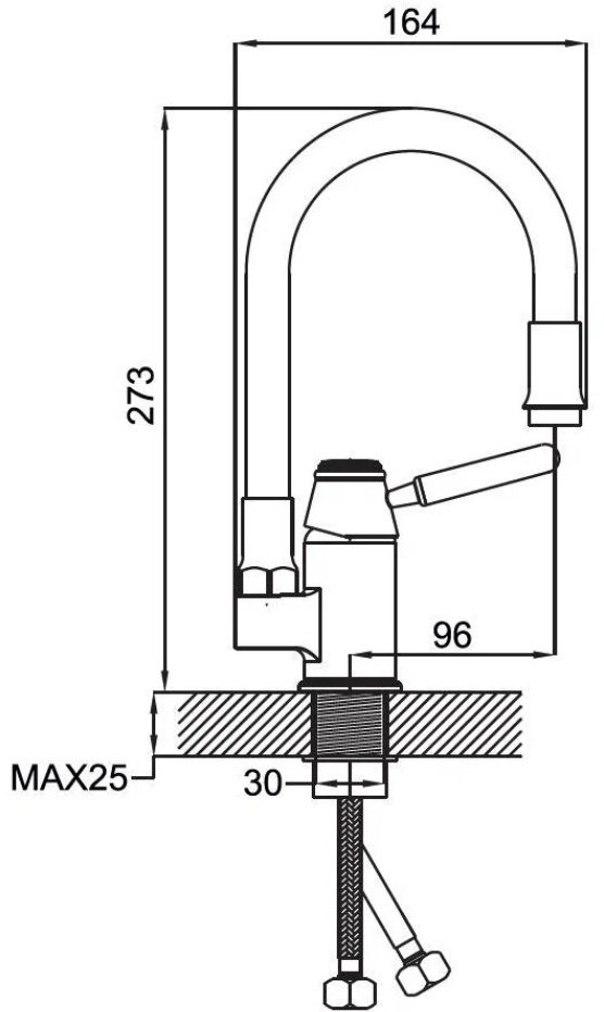Смеситель с гибким изливом Potato P58233-11, ЦАМ, цвет зелёный, хром