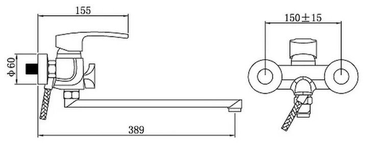 Смеситель для ванны Potato P2208, однозахватный